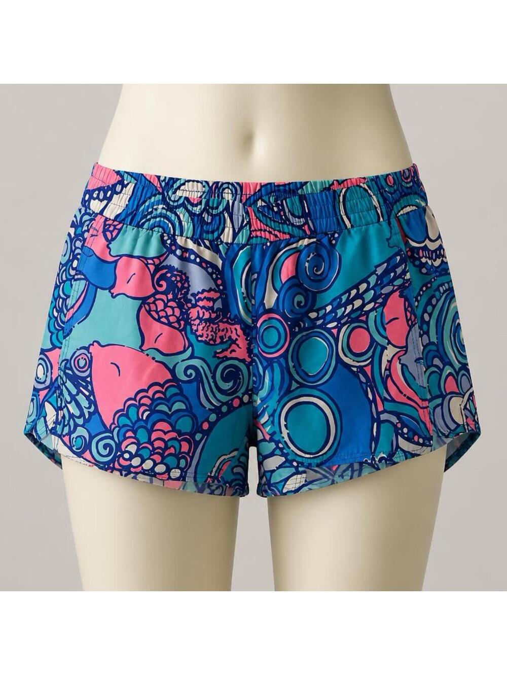 Lilly Pulitzer Luxletic Blue Patterned Athletic Shorts XS